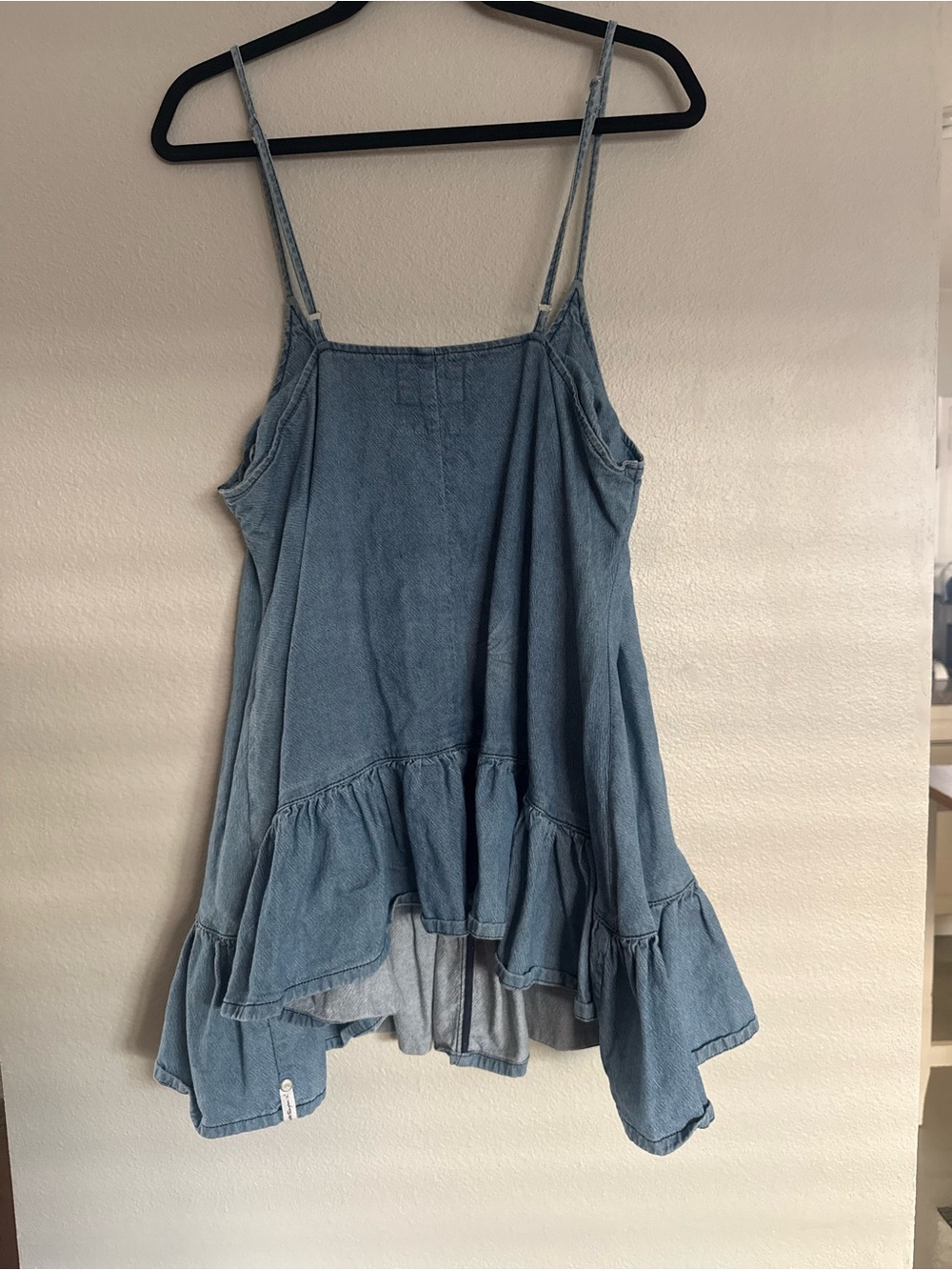 One Teaspoon Light Wash Ruffle-Hem Mini Slip Dress - Picture 4 of 8
